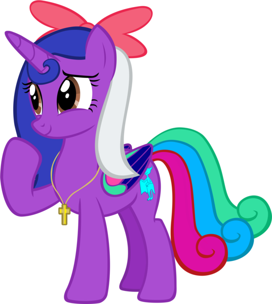 Size: 6359x7106 | Tagged: safe, artist:andoanimalia, derpibooru import, oc, oc:dino shining heart, unofficial characters only, alicorn, pony, absurd resolution, alicorn oc, bow, brown eyes, cross necklace, cute, female, hair bow, horn, jewelry, necklace, ocbetes, raised hoof, simple background, smiling, solo, transparent background, vector, wings