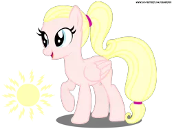 Size: 4000x3000 | Tagged: safe, artist:gamerpen, derpibooru import, oc, oc:dawn aglow, unofficial characters only, pegasus, pony, female, folded wings, mare, open mouth, raised hoof, simple background, smiling, solo, transparent background, wings