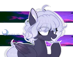 Size: 2500x1945 | Tagged: safe, artist:snowshy16, derpibooru import, oc, oc:moonlight glimmer, unofficial characters only, pegasus, pony, ear fluff, eyebrows, eyelashes, female, folded wings, mare, open mouth, raised hoof, signature, simple background, smiling, solo, transparent background, white outline, wings