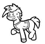 Size: 154x150 | Tagged: safe, artist:crazyperson, derpibooru import, oc, unofficial characters only, pony, unicorn, fallout equestria, fallout equestria: commonwealth, black and white, blushing, clothes, fanfic art, generic pony, grayscale, monochrome, picture for breezies, simple background, solo, transparent background, vault suit