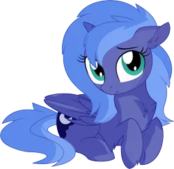 Size: 7061x6849 | Tagged: safe, artist:aureai-sketches, artist:cyanlightning, derpibooru import, princess luna, alicorn, pony, .svg available, absurd resolution, chest fluff, cute, daaaaaaaaaaaw, ear fluff, female, filly, folded wings, hnnng, looking at you, lunabetes, precious, prone, s1 luna, simple background, solo, transparent background, vector, weapons-grade cute, wings, woona, younger