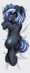 Size: 1503x3610 | Tagged: suggestive, artist:pridark, derpibooru import, oc, oc:yaasho, unofficial characters only, pony, unicorn, blushing, body pillow, butt, female, glasses, looking at you, mare, mouth hold, plot, smiling, solo, underhoof