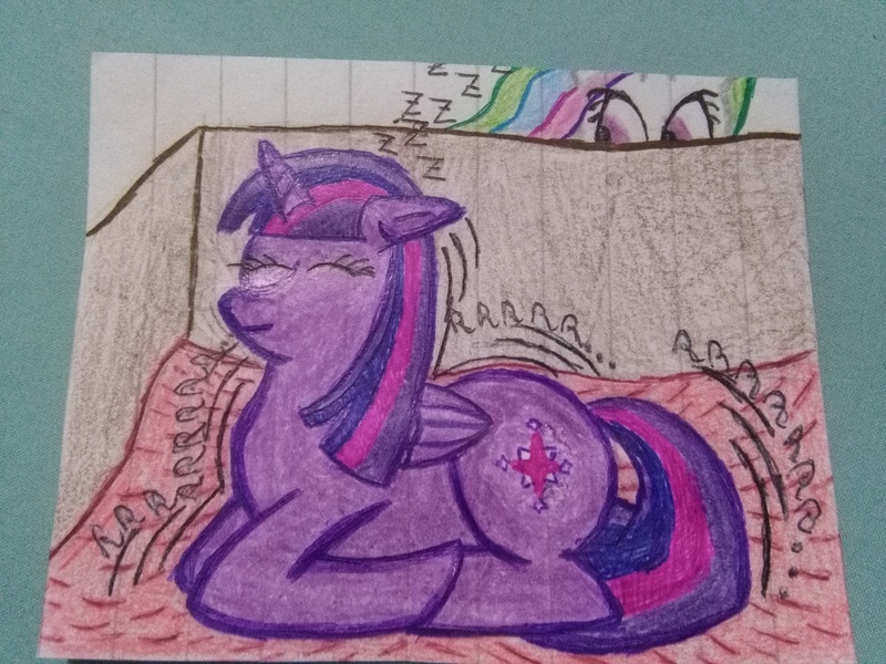 Size: 3264x2448 | Tagged: alicorn, artist:juani236, box, cat, derpibooru import, duo, duo female, female, lined paper, princess celestia, safe, sleeping, traditional art, twilight sparkle, twilight sparkle (alicorn)