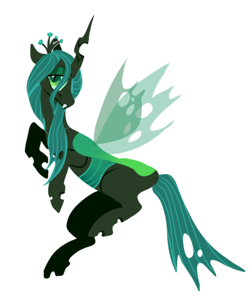 Size: 1000x1200 | Tagged: safe, artist:niftykirin, derpibooru import, queen chrysalis, changeling, crown, cute, cutealis, female, jewelry, profile, regalia, simple background, solo, transparent background