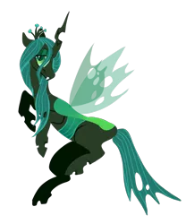 Size: 1000x1200 | Tagged: safe, artist:niftykirin, derpibooru import, queen chrysalis, changeling, crown, cute, cutealis, female, jewelry, profile, regalia, simple background, solo, transparent background