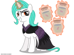 Size: 4000x3000 | Tagged: safe, artist:gamerpen, derpibooru import, oc, oc:regressa, pony, unicorn, clothes, female, glowing horn, horn, levitation, magic, mare, simple background, solo, telekinesis, transparent background, witch