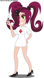 Size: 1700x2966 | Tagged: safe, artist:gamerpen, derpibooru import, oc, oc:scarlett, equestria girls, clothes, equestria girls-ified, evil grin, female, grin, nurse, simple background, smiling, solo, syringe, transparent background