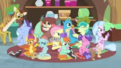 Size: 1280x720 | Tagged: safe, derpibooru import, screencap, berry blend, berry bliss, clementine, fluttershy, gallus, november rain, ocellus, peppermint goldylinks, sandbar, silverstream, smolder, yona, bird, changedling, changeling, classical hippogriff, dragon, earth pony, giraffe, gryphon, hippogriff, pegasus, pony, rabbit, skunk, unicorn, yak, teacher of the month (episode), spoiler:interseason shorts, animal, blissabetes, bow, colored hooves, cute, diaocelles, diastreamies, dragoness, female, friendship student, hair bow, jewelry, male, mare, monkey swings, necklace, novemberbetes, peppermint adoralinks, sandabetes, shyabetes, smiling, smolderbetes, stallion, student six, teenager, yonadorable