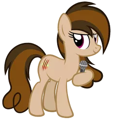 Size: 652x700 | Tagged: safe, artist:comfydove, derpibooru import, oc, oc:cupcake slash, pony, 2018, cutie mark, female, hoof hold, mare, microphone, simple background, solo, transparent background