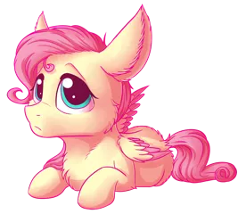 Size: 2124x1844 | Tagged: safe, artist:klarapl, derpibooru import, fluttershy, pegasus, pony, cheek fluff, chest fluff, colored wings, cute, female, looking at you, prone, shyabetes, simple background, solo, stray strand, three quarter view, transparent background, wings