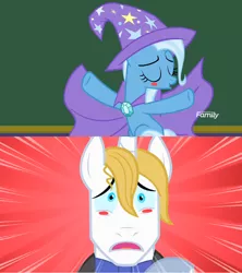 Size: 1920x2160 | Tagged: safe, derpibooru import, edit, edited screencap, screencap, prince blueblood, trixie, pony, a matter of principals, the best night ever, bluetrix, female, male, shipping, straight