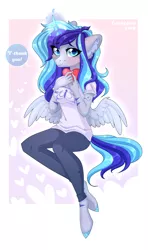 Size: 2420x4080 | Tagged: anthro, anthro oc, artist:feekteev, clothes, derpibooru import, female, heart, holiday, looking at you, mare, oc, pants, safe, shirt, smiling, unguligrade anthro, unofficial characters only, valentine's day