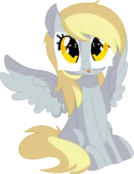 Size: 6190x8070 | Tagged: safe, artist:cyanlightning, derpibooru import, derpy hooves, pegasus, pony, .svg available, :p, absurd resolution, cute, derp, derpabetes, derpy being derpy, disguise, ear fluff, female, mare, paper-thin disguise, silly, silly pony, simple background, sitting, solo, tongue out, transparent background, underp, vector