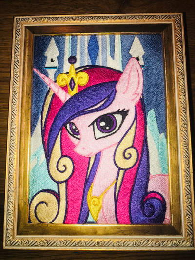 Size: 400x534 | Tagged: safe, artist:v-zen, derpibooru import, princess cadance, pony, embroidery, painting, solo