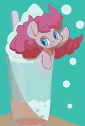 Size: 700x1030 | Tagged: safe, artist:ccc, derpibooru import, pinkie pie, earth pony, pony, female, mare, solo, straw, waving