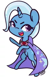 Size: 1059x1643 | Tagged: safe, artist:lilliesinthegarden, derpibooru import, trixie, pony, unicorn, bipedal, chibi, colored pupils, cute, diatrixes, flower, heart eyes, open mouth, simple background, solo, white background, wingding eyes