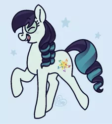 Size: 751x831 | Tagged: safe, artist:sandwichbuns, derpibooru import, coloratura, pony, blue background, cute, eyes closed, profile, rarabetes, simple background, solo, stars, stylized