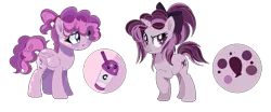 Size: 1077x449 | Tagged: safe, artist:xxcutecookieswirlsxx, derpibooru import, oc, oc:balloon tiwst, oc:moon smoothie, pegasus, pony, unicorn, female, mare, offspring, parent:cheese sandwich, parent:pinkie pie, parents:cheesepie, siblings, simple background, sisters, transparent background