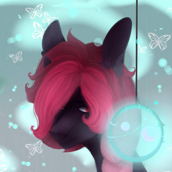 Size: 1024x1024 | Tagged: safe, artist:velirenrey, derpibooru import, oc, unofficial characters only, pony, unicorn, bust, female, lidded eyes, mare, portrait, red and black oc, solo