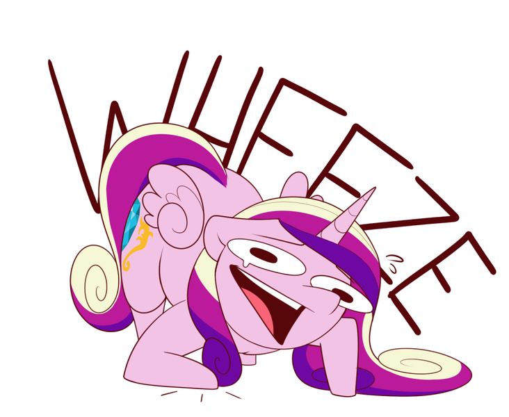 Size: 1000x820 | Tagged: safe, artist:evehly, derpibooru import, edit, princess cadance, alicorn, pony, cadance laughs at your misery, chibi, cropped, exploitable meme, female, laughing, majestic as fuck, mare, meme, obligatory pony, open mouth, simple background, solo, wheeze, white background