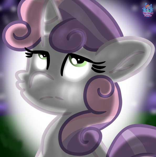 Size: 1179x1191 | Tagged: safe, artist:rainbow eevee, derpibooru import, sweetie belle, pony, exhausted, light, looking, night, shadows, solo, stars