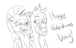 Size: 1371x871 | Tagged: safe, artist:noidavaliable, derpibooru import, gallus, silverstream, classical hippogriff, gryphon, hippogriff, cute, diastreamies, female, gallabetes, gallstream, holiday, hug, male, shipping, straight, valentine's day, winghug