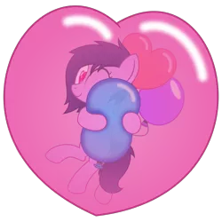 Size: 3000x3000 | Tagged: safe, artist:sny-por, derpibooru import, oc, oc:jenny, earth pony, pony, balloon, bubble, female, heart eyes, high res, hug, one eye closed, simple background, solo, transparent background, wingding eyes