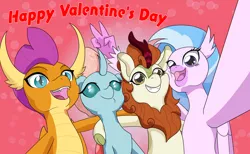 Size: 6500x4000 | Tagged: artist:chedx, autumn blaze, changedling, changeling, classical hippogriff, cloven hooves, derpibooru import, dragon, dragoness, fanart, female, friendship, hearts and hooves day, hippogriff, holiday, kirin, ocellus, safe, selfie, silverstream, smolder, sounds of silence, valentine's day