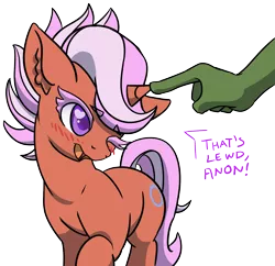 Size: 1460x1412 | Tagged: safe, artist:lockhe4rt, derpibooru import, fiery fricket, oc, oc:anon, pony, unicorn, background pony, blushing, colored pupils, cute, dialogue, ear fluff, eyelashes, female, hand, heart, heart eyes, horn boop, las pegasus resident, lewd, looking up, mare, one eye closed, open mouth, poking, raised hoof, simple background, solo focus, text, transparent background, wingding eyes, wink