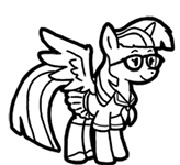 Size: 164x150 | Tagged: safe, artist:crazyperson, derpibooru import, moondancer, alicorn, pony, fallout equestria, fallout equestria: commonwealth, alicornified, black and white, fanfic art, female, glasses, grayscale, hooves, horn, mare, monochrome, moondancercorn, picture for breezies, race swap, simple background, solo, transparent background, wings