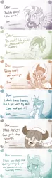 Size: 1064x3592 | Tagged: safe, artist:sintakhra, derpibooru import, gallus, ocellus, sandbar, silverstream, smolder, yona, changedling, changeling, classical hippogriff, dragon, gryphon, hippogriff, pony, yak, tumblr:studentsix, blushing, card, flirting, heart, hearts and hooves day, holiday, student six, valentine's day