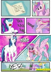 Size: 2893x4092 | Tagged: suggestive, artist:teabucket, deleted from derpibooru, derpibooru import, princess cadance, shining armor, alicorn, pony, unicorn, comic:satisfaction guaranteed, and that's how flurry heart was made, aura, blushing, book, cheek fluff, comic, confused, dialogue, ear fluff, estrus, eyes on the prize, female, floppy ears, fluffy, glowing eyes, glowing horn, gritted teeth, head tilt, heart eyes, hearts and hooves day, hoof fluff, horn, horny, implied sex, levitation, lidded eyes, lightning, magic, male, mare, nani, omae wa mou shindeiru, open mouth, potion, powering up, princess cadance is always horny, raised eyebrow, screaming, sexy armor, shiningcadance, shipping, smiling, spellbook, stallion, straight, teary eyes, telekinesis, text, this ended in pregnancy, this will end in pregnancy, tongue out, transformation, unshorn fetlocks, wavy mouth, wide eyes, wind, windswept mane, wing fluff, wingding eyes