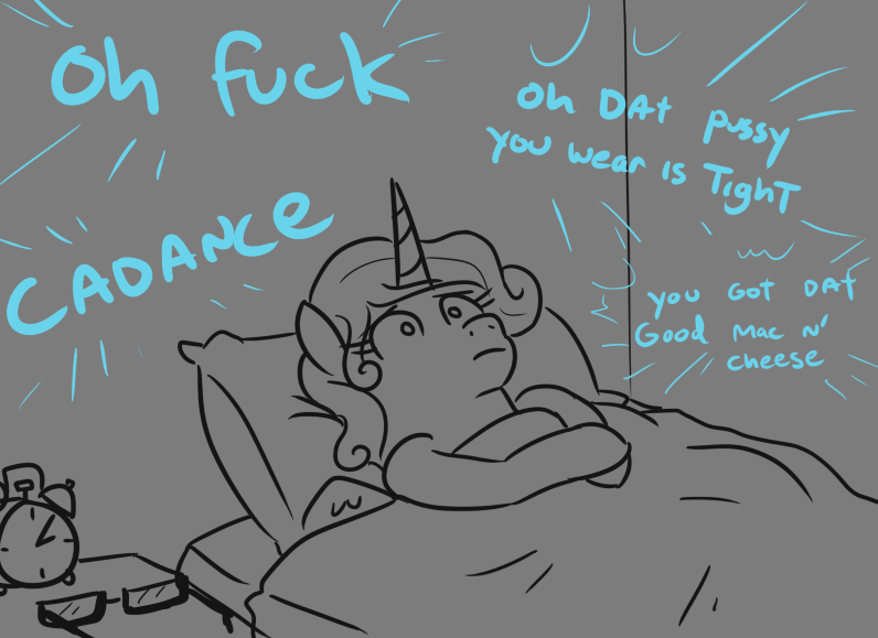 Size: 796x579 | Tagged: suggestive, artist:jargon scott, derpibooru import, princess flurry heart, alicorn, pony, awkward, bed, bedroom, cheese, dialogue, female, food, glasses, gray background, implied good clean married sex, implied princess cadance, implied sex, implied shining armor, implied straight, loud, macaroni, macaroni and cheese, mare, monochrome, nerd, nerdy heart, older, older flurry heart, pasta, porn dialogue, scarred for life, simple background, solo, this will end in therapy, thousand yard stare, vulgar