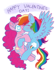 Size: 1228x1566 | Tagged: safe, artist:unoriginai, derpibooru import, pinkie pie, rainbow dash, earth pony, pegasus, pony, boop, cute, female, heart eyes, hearts and hooves day, holiday, kissing, lesbian, mare, noseboop, pinkiedash, shipping, simple background, text, transparent background, valentine's day, wingding eyes