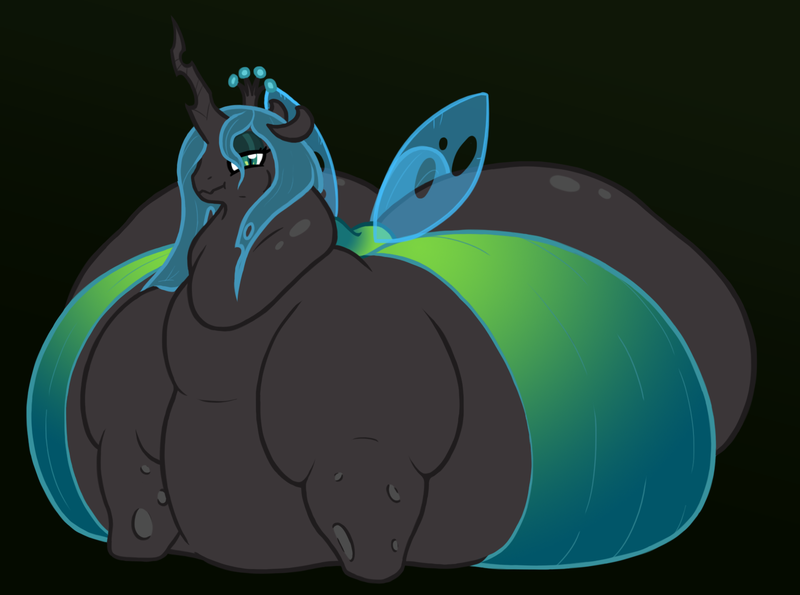 Size: 1622x1206 | Tagged: questionable, artist:queenfrau, derpibooru import, queen chrysalis, changeling, pony, bedroom eyes, belly, big belly, bingo wings, butt, chubby cheeks, fat, female, holiday, huge belly, huge butt, immobile, impossibly large belly, impossibly large butt, impossibly large everything, large butt, morbidly obese, neck roll, obese, queen chrysalard, solo, solo female, valentine's day
