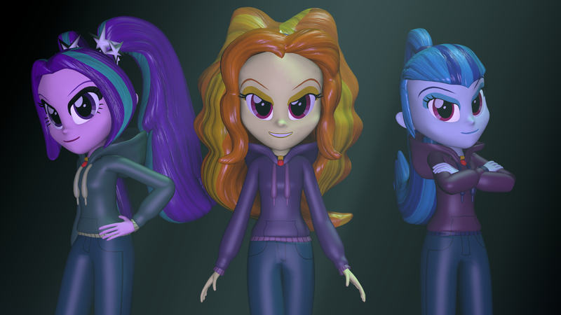 Size: 1920x1080 | Tagged: safe, artist:razethebeast, derpibooru import, adagio dazzle, aria blaze, sonata dusk, equestria girls, rainbow rocks, 3d, clothes, female, hoodie, pants, source filmmaker, sweater, the dazzlings