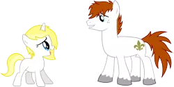 Size: 11254x5660 | Tagged: safe, artist:redpandapony, derpibooru import, oc, oc:cayenne, oc:fleur, unofficial characters only, earth pony, pony, unicorn, absurd resolution, female, filly, male, simple background, stallion, transparent background, vector