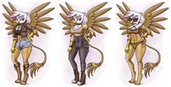 Size: 3636x1850 | Tagged: suggestive, artist:king-kakapo, derpibooru import, gilda, anthro, gryphon, abs, bikini, boots, breasts, busty gilda, clothes, female, hand on hip, image, jacket, looking at you, pants, png, rippda, shoes, shorts, solo, spread wings, sunglasses, swimsuit, tassels, wings