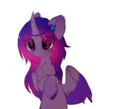 Size: 674x598 | Tagged: safe, artist:little-sketches, derpibooru import, oc, unnamed oc, unofficial characters only, alicorn, pony, alicorn oc, chest fluff, chibi, colored wings, cute, eye clipping through hair, female, horn, large eyes, looking at you, mare, multicolored hair, multicolored wings, ocbetes, simple background, solo, spread wings, two toned wings, white background, wings