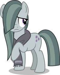 Size: 3500x4366 | Tagged: safe, artist:aeonkrow, derpibooru import, marble pie, earth pony, pony, best gift ever, clothes, cute, female, hair over one eye, looking away, marblebetes, mare, sad, scarf, solo, standing, vector