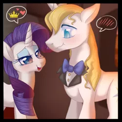 Size: 412x412 | Tagged: safe, artist:ambunny, derpibooru import, edit, prince blueblood, rarity, pony, unicorn, cropped, female, heart, looking at each other, male, mare, pictogram, rariblood, shipping, stallion, straight