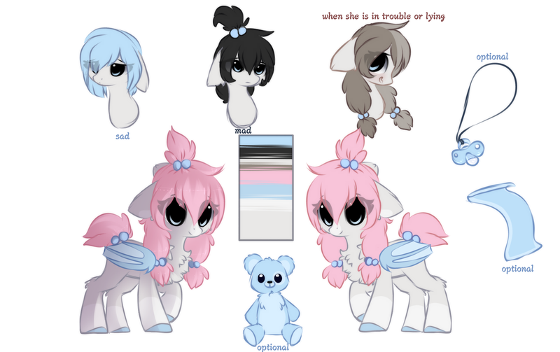 Size: 1660x1044 | Tagged: safe, artist:little-sketches, derpibooru import, oc, bat pony, pony, alternate hair color, blanket, female, filly, pacifier, reference sheet, solo, teddy bear