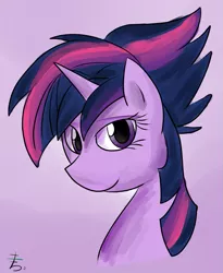 Size: 845x1032 | Tagged: safe, artist:gintoki23, derpibooru import, twilight sparkle, pony, castle sweet castle, alternate hairstyle, bust, cute, female, mare, portrait, punklight sparkle, purple background, simple background, solo, twiabetes