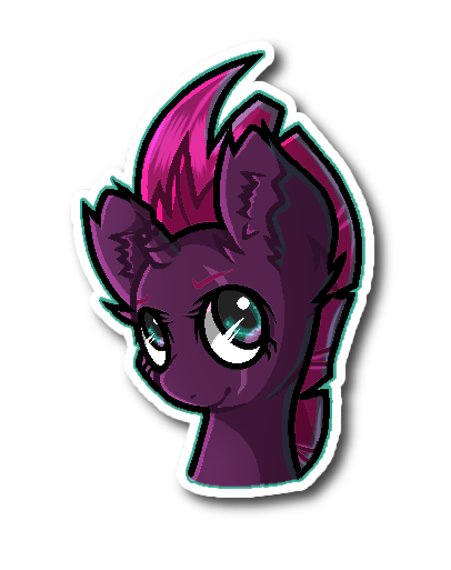 Size: 406x513 | Tagged: safe, artist:victoriathething, derpibooru import, tempest shadow, pony, unicorn, broken horn, eye scar, female, horn, mare, scar, smiling, solo