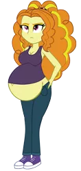 Size: 1701x3611 | Tagged: suggestive, artist:myfavoritepreggopics, artist:pacificside18, derpibooru import, edit, vector edit, adagio dazzle, equestria girls, rainbow rocks, adagio preggo, belly, belly button, big belly, breasts, busty adagio dazzle, clothes, converse, female, pants, pregnant, pregnant equestria girls, shoes, simple background, sneakers, solo, solo female, tanktop, transparent background, vector