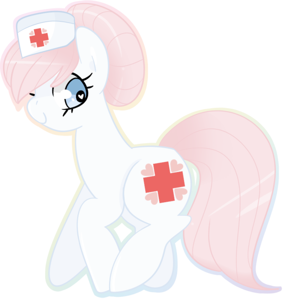 Size: 760x801 | Tagged: safe, artist:euphoriapony, derpibooru import, nurse redheart, earth pony, pony, adoredheart, cute, female, hat, heart eyes, heartabetes, looking back, mare, nurse hat, simple background, solo, transparent background, wingding eyes