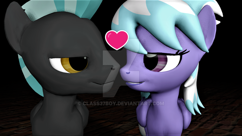 Size: 1024x576 | Tagged: safe, artist:class37boy, derpibooru import, cloudchaser, thunderlane, pony, 3d, deviantart watermark, female, male, obtrusive watermark, shipping, straight, thunderchaser, watermark