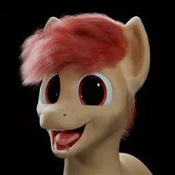 Size: 4800x4800 | Tagged: safe, artist:foxidro, derpibooru import, pony, 3d, absurd resolution, adoracreepy, blender, creepy, cute, grin, hair, happy, red eyes, smiling, solo, tongue out, uncanny valley