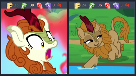 Size: 447x249 | Tagged: autumn blaze, derpibooru, derpibooru import, fern flare, juxtaposition, juxtaposition win, kirin, meme, meta, safe, sounds of silence