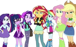 Size: 2048x1271 | Tagged: safe, artist:superbobiann, derpibooru import, edit, edited screencap, editor:superbobiann, screencap, applejack, fluttershy, rainbow dash, rarity, sci-twi, starlight glimmer, sunset shimmer, twilight sparkle, equestria girls, mirror magic, spoiler:eqg specials, background removed, not a vector, simple background, transparent background